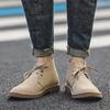 Spring/Summer Crazy Horse Leather British-Style Men's Desert Boots - Mid-Cut Lace-Up Cowhide Martin Work Boots