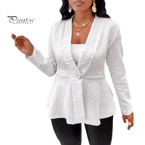 

Осенне-зимний женский пиджак на одну пуговицу, текстурированный жаккард, однотонный, средней длины, глубокий V-образный вырез, длинные рукава, формальный деловой стиль, женская дорожная куртка S белый