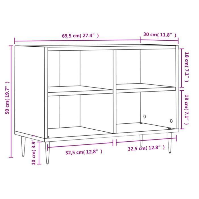 VidaXL Meuble TV gris sonoma 69,5 x 30 x 50 cm bois d'ingénierie 826962