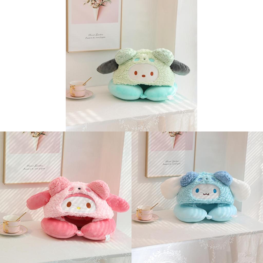 Hello Kitty U-förmiges Nackenkissen mit süßem Hut für Reisen und Büro-Ruhe