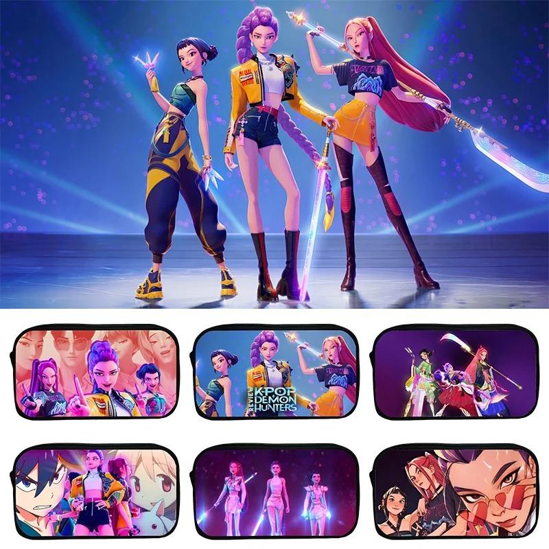 KPop Demon Hunters Pencil Case Anime Print Peripheral Pen Pouch Cartoon Student Stationery Storage Bags Back To School Gifts New