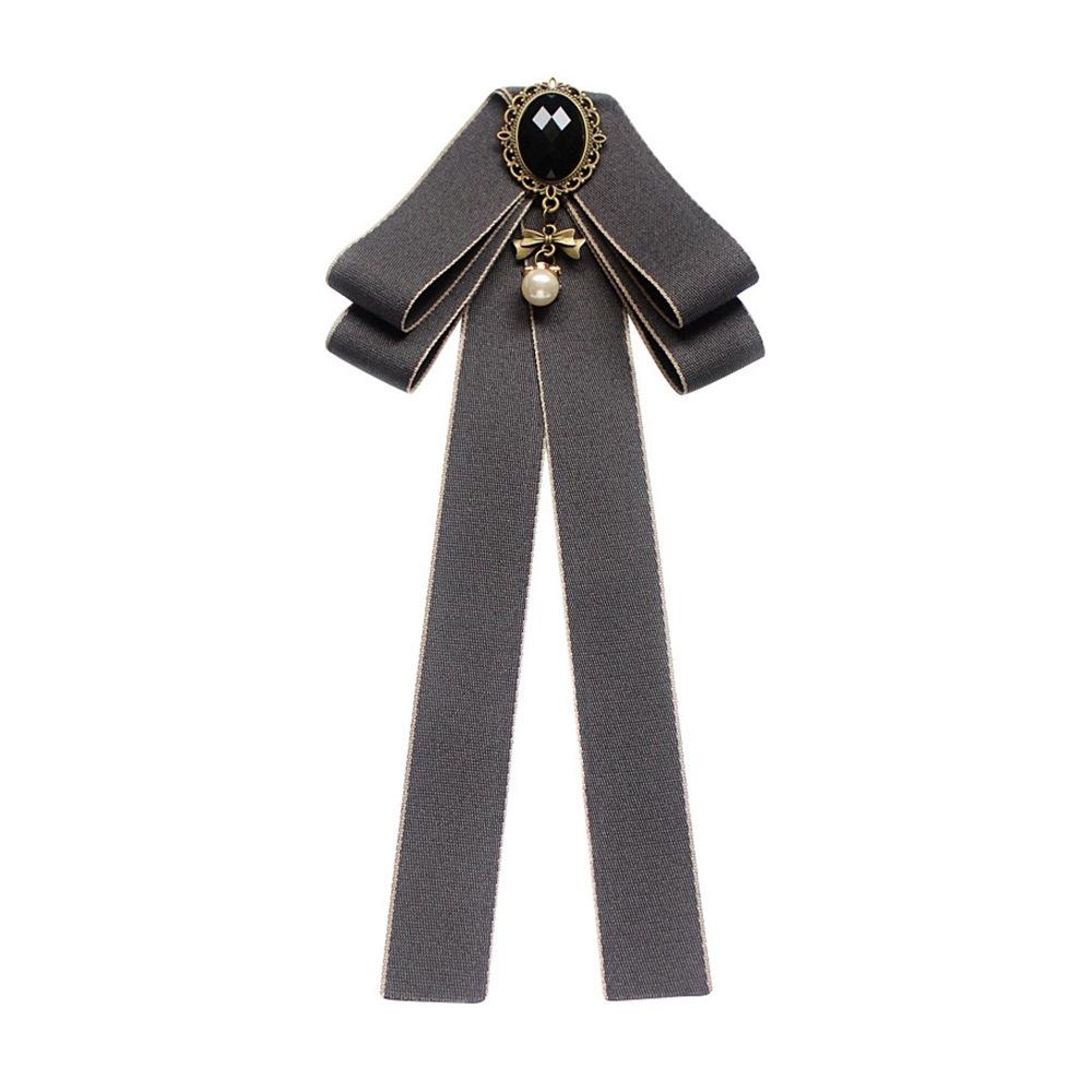 Korean Bow Streamer Solid Color Bow Tie for Women - Preppy Long Brooch Shirt or Hanfu Accessory