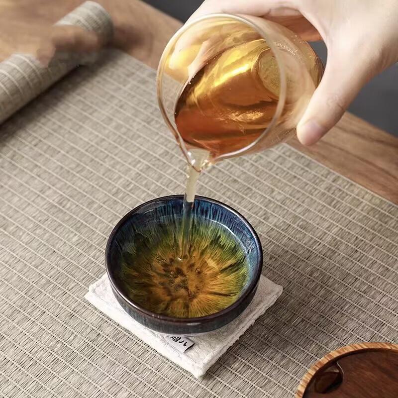 OLOEY Kiln-Fired Ceramic Lotus Teacup