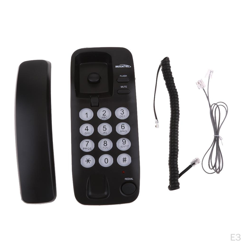 Mini Corded Wall Telephone Desktop Desk Table Phone