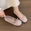 Inner Height Increase Small Satin Single Shoes Women's 2025 New Spring and Autumn French Retro Ballet Style Thick-soled Mary Jane Shoes