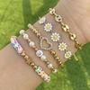 5Pcs/Set Kpop Sunflower Ball Polymer Clay Chain Bracelets for Women 2026 Trending Rhinestone Love Heart Bangles Couple Jewelry