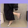 High Heels Female Summer Elegant Pointed Toe Slipon Sandals With Superfiber Upper For Office And Party