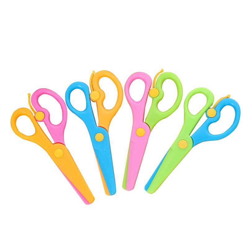 Child Safety Plastic Scissors Creative Elastic Handmade Paper Cutting DIY Cute Stationary Supplies for Children Scrapbooking