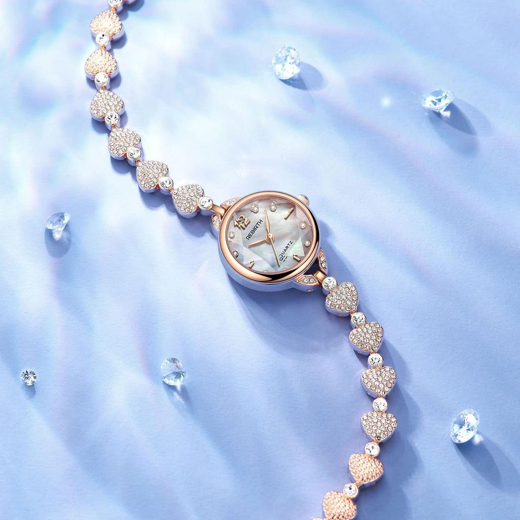 Seashell 3ATM Water Diamond Rose Fashion Gift for Girlfriend Women's Watches, Bracelet, Analog, Case, Resistant, Sparkly, Heart, Strap, Cute, Stylish,
