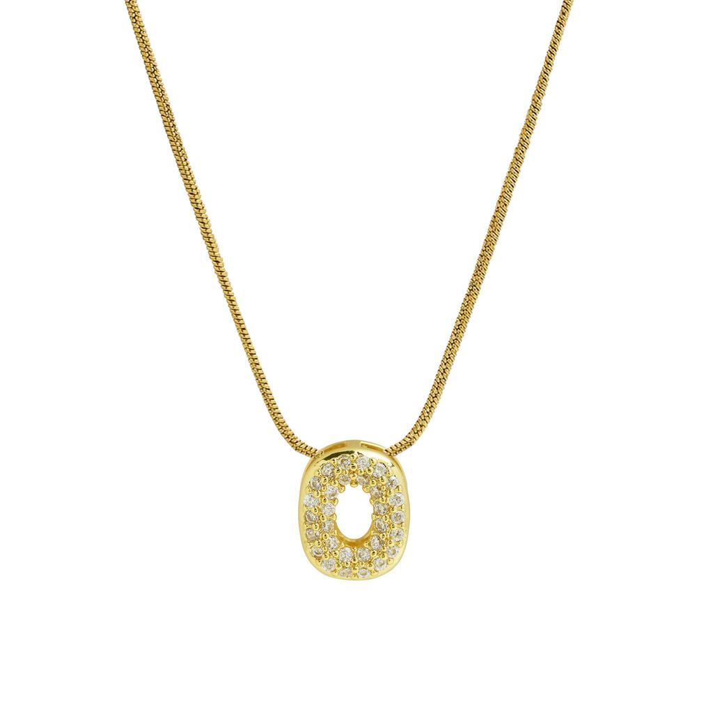 Jemný zirkonový řetízek s drobným iniciálem pro ženy Pozlacená nerezová ocel Hadí řetízek Choker Náhrdelníky Písmenkové přívěsky