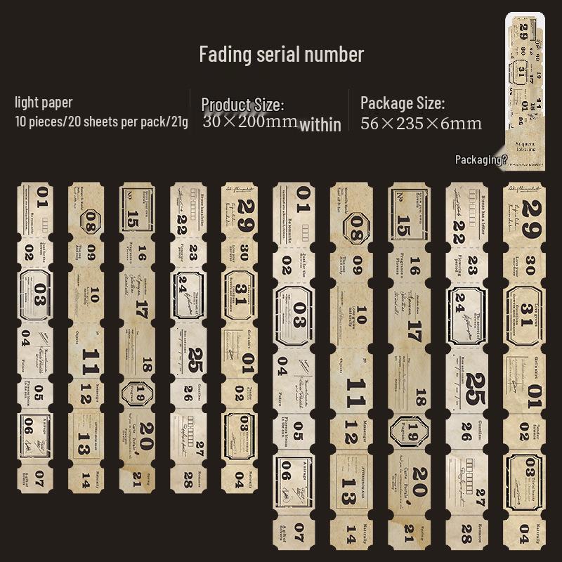Sequence Label Series: 6-Style Long Strip Sticker Pack for Journals