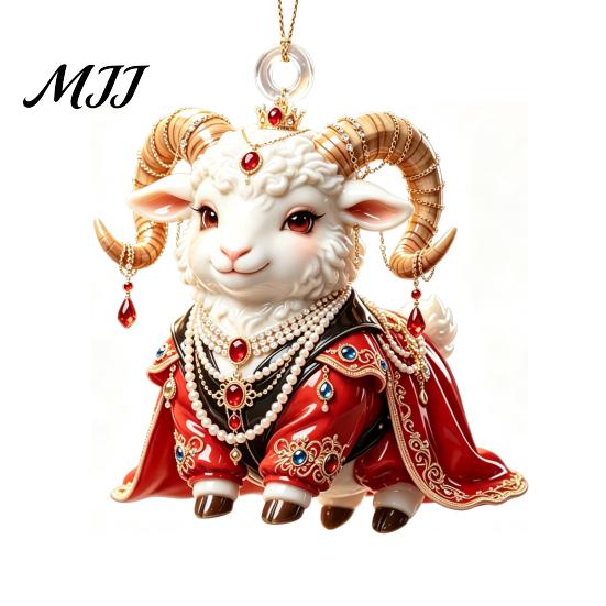 Winter Holiday Ornaments 2027 New Year Sheep Ornament, 2D Acrylic Christmas Tree Pendant for with Hanging String, Chinese Zodiac Goat Decor,