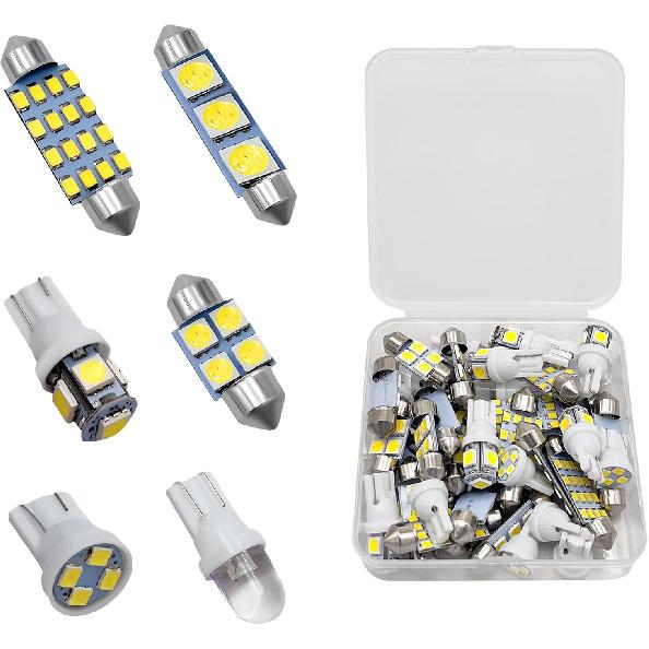 42 PCS LED Interior Car Lights, Super Bright White Interior Bulb Set For Vehicle Map Dome Cab Tail License Plate Lights, T10 31Mm 36Mm 41Mm 194 LED