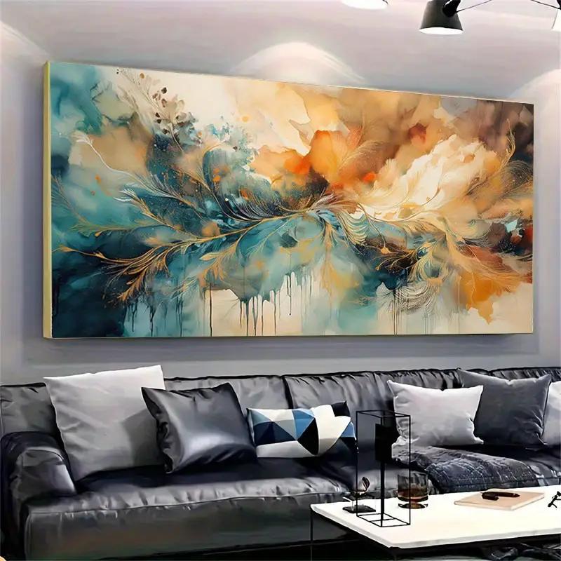 Frameless Abstract Oil Painting - Vibrant Tie-Dye Modern Art Canvas Wall Decor for Living Room, Home Decorati