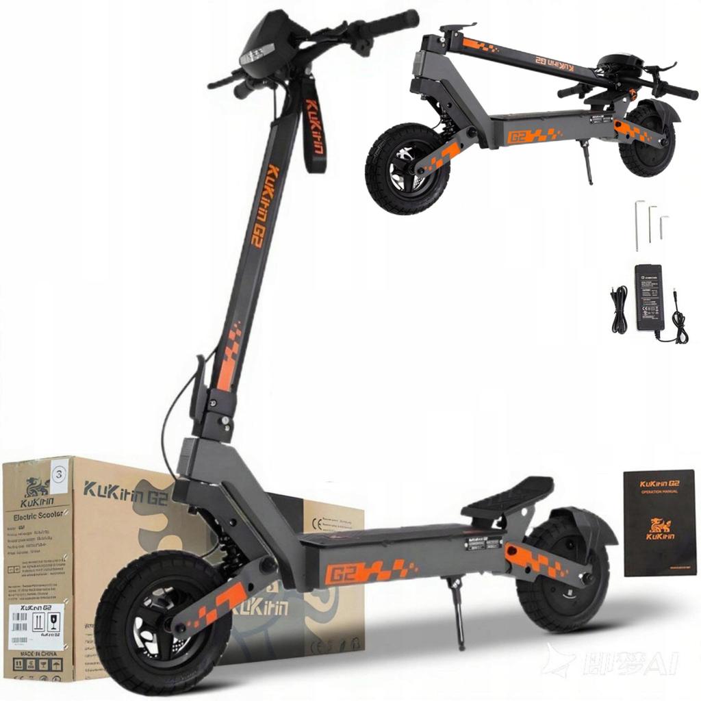 KuKirin G2 800W Electric Scooter, 48V 15Ah Battery, 55km Range, 10" Tubeless Tires, Dual Disc Brakes - Commuter E-Scooter