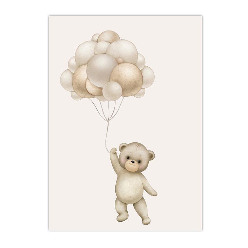 Cartoon Bear Wall Art Print Nursery Canvas Painting Star Hot Air Balloon Poster Prints Nordic Wall Pictures Baby Room Decoration