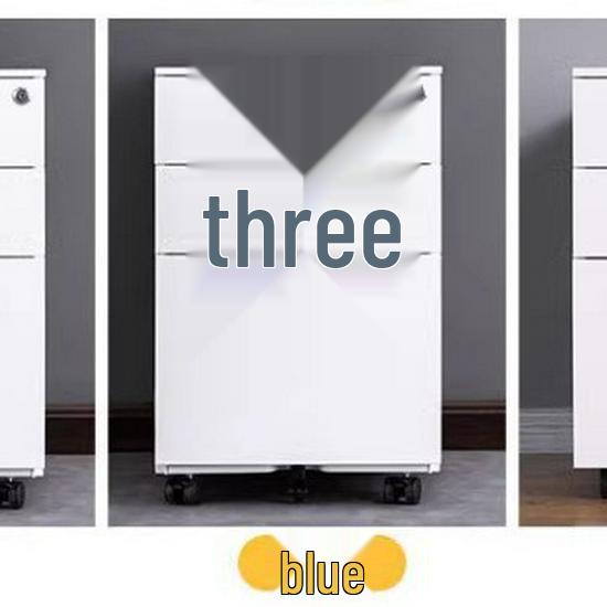 Steel Mobile Office Desk Cabinet with Three Drawers and Wheels