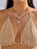 Trendy Simple Elegant Gold Tone Layered Necklace for Women Faux Pearl Starfish Shell Pendants Versatile Summer Jewelry Gift