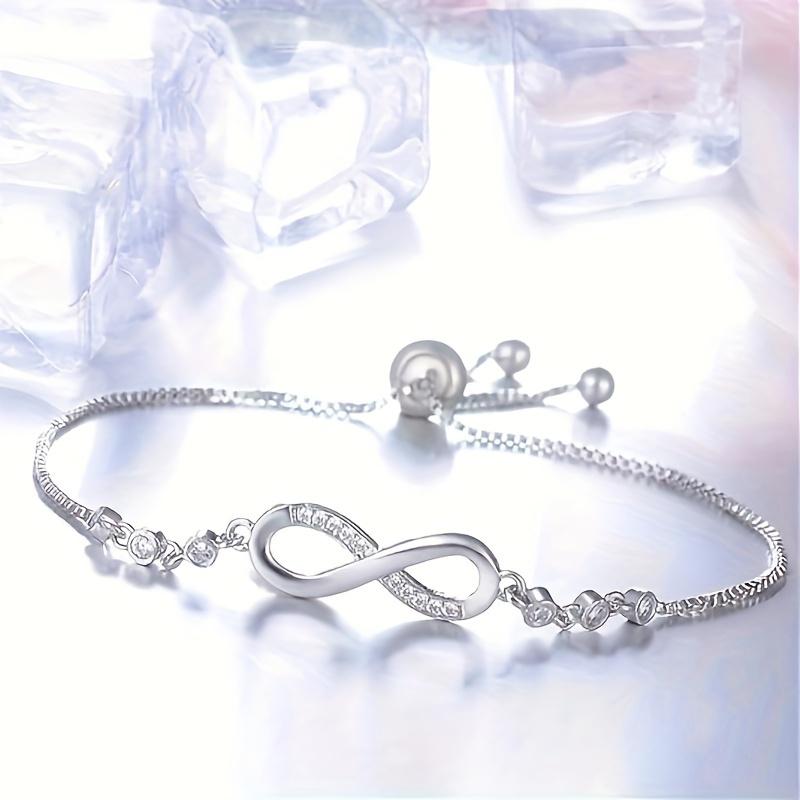8-Character Bracelet Adjustable Infinity Bracelet with Faux Crystal Accents Women Simple Fashion Bracelet Jewelry Perfect Gift for Any Occasion