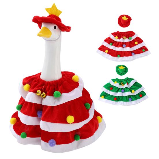 Christmas Porch Goose Clothes with Hat Festive Theme Elastic Collar Cloak Design Goose Suit Decorative Seasonal Goose Outfit