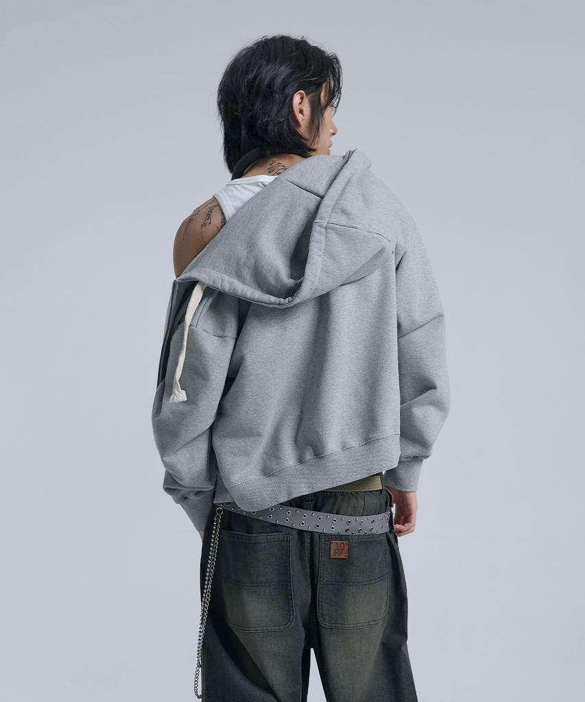 Ten Past Seven Heavy Sweat Crop Zip-Up Hoodie (2 Colors)