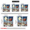 2pcs 2D flat printing Merry Christmas Popular Curtain Christmas Santa Sleigh Town Night 100% Polyester Fabric Without