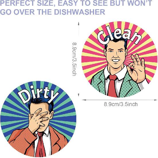 Dishwasher Magnet Clean Dirty Sign, Double Sided Funny Clean Dirty Magnet Flip Sign Reversible Kitchen Accessories for Dish Washer Refrigerator