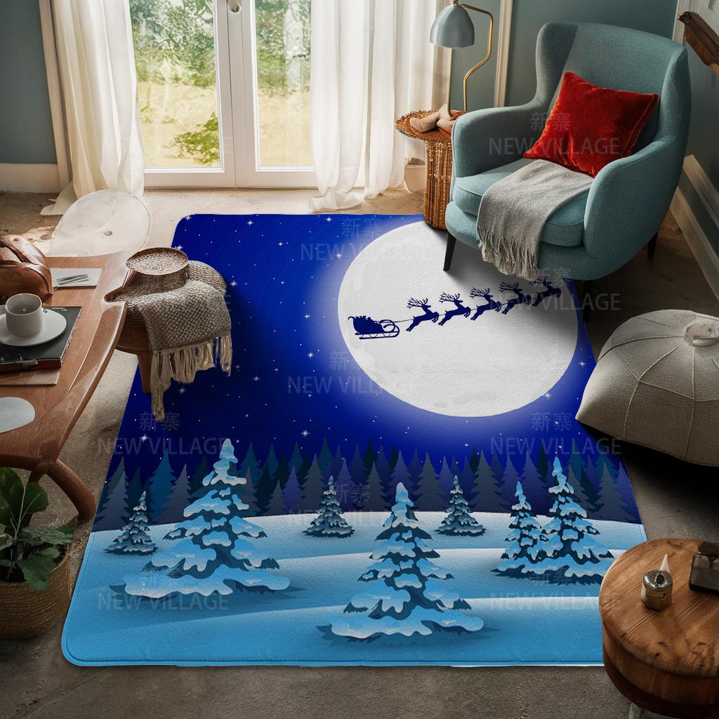 House Entrance Carpet Home Door Mat Living Room Bath Foot Bathroom Non-slip Water Absorption Rugs Bath Merry Christmas Winter