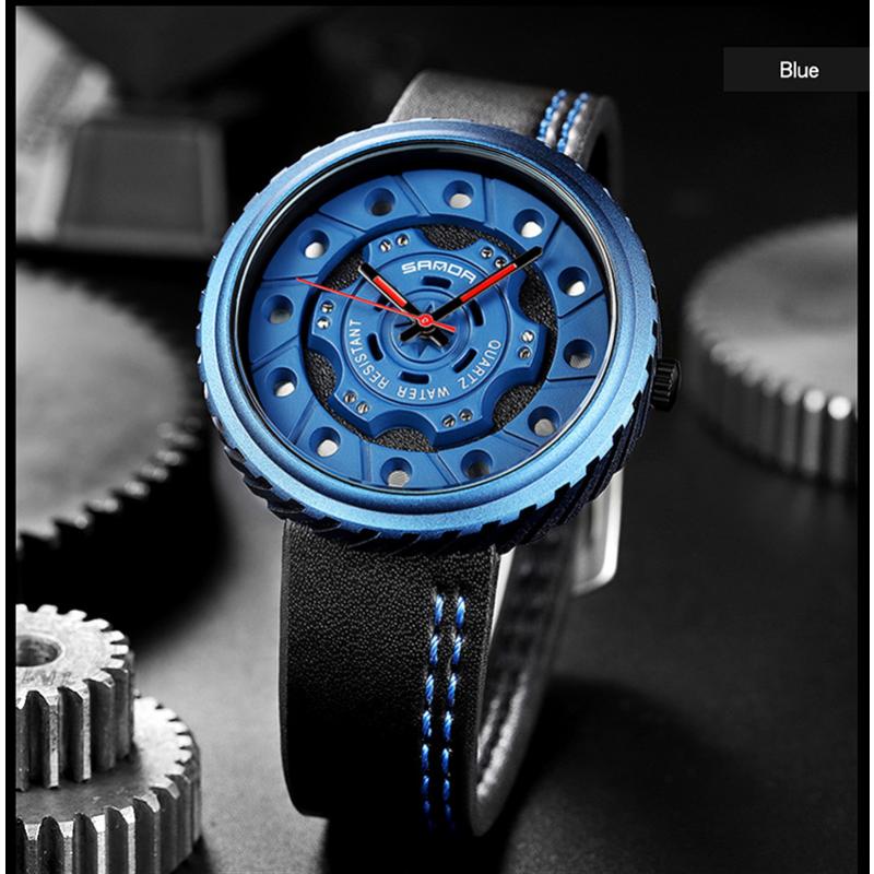 New Watch Men's Belt Business Quartz Watch Hollow Large Dial Fashion Personality Trendy Watch