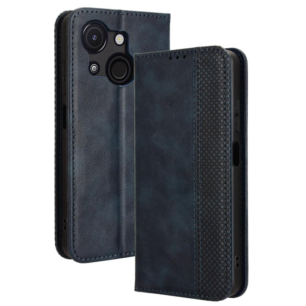 

For itel A50C A669L Leather Case Wallet Stand Retro Texture Phone Cover Blue