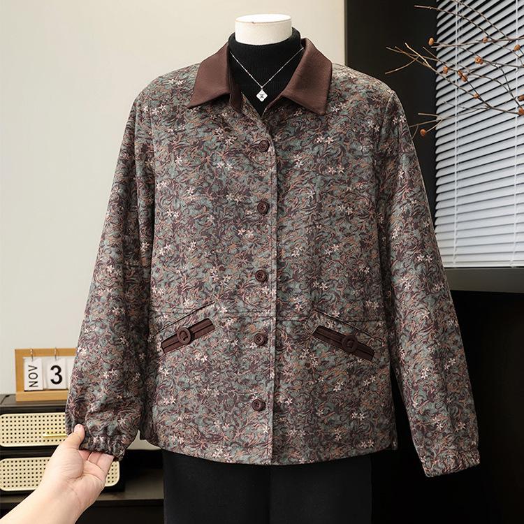

Spring Floral Cardigan for Middle-Aged and Elderly Women 5XL -- Recommended 150-160 kg кавовий
