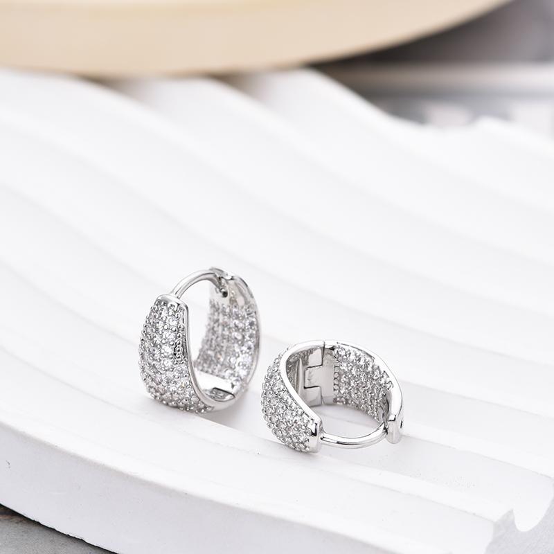 Fashion Zirconia U Shape Huggie Hoop Earrings For Women Geometric Ear Buckle Bridal Wedding Engagement Earrings Daily Jewelry