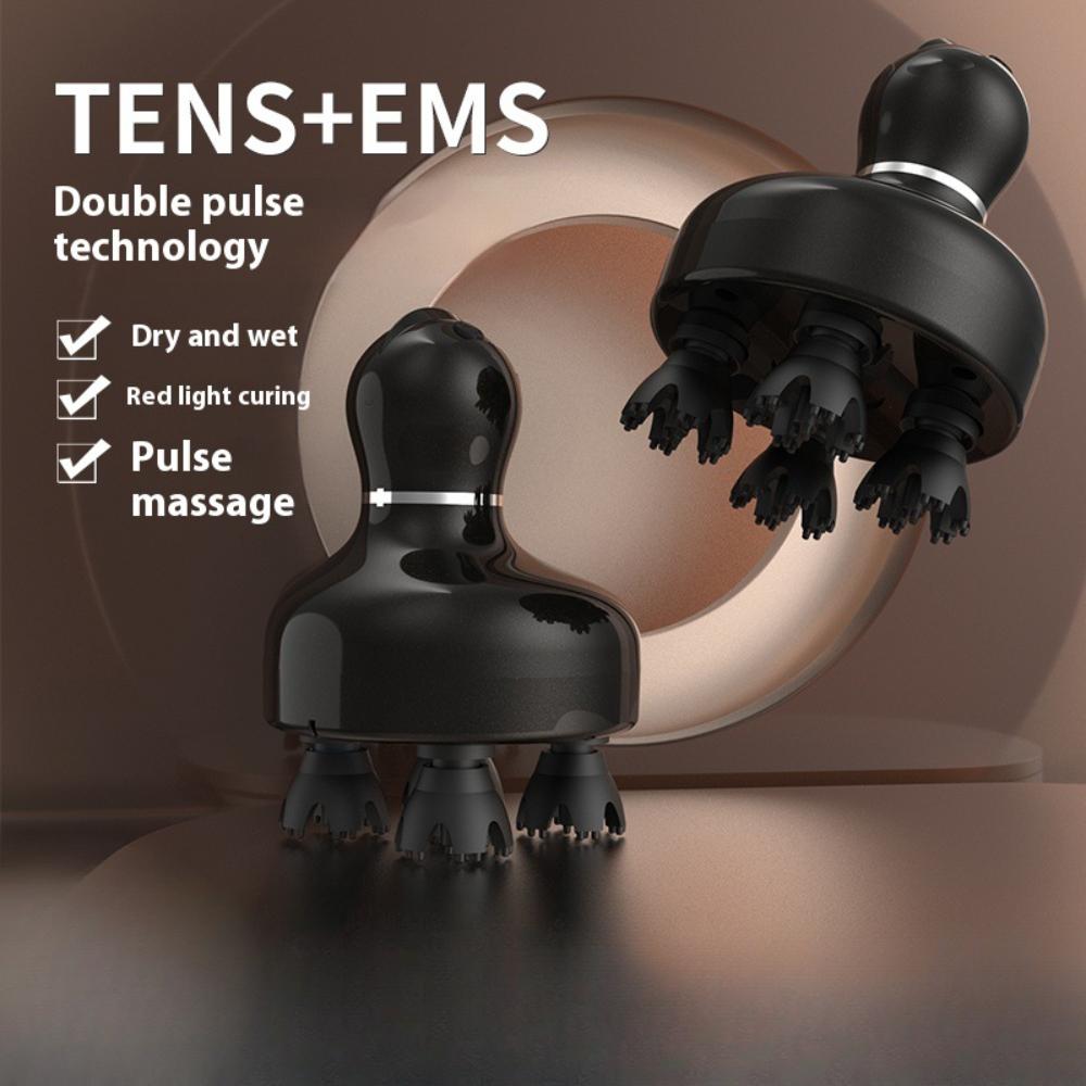 Neuer Silikon-Vibrations-Kopfhaut-Elektrischer Kopfmassagegerät mit Vibration und Kneten Hochwertiger Wasserdichter Handheld-Kopfhautmassagegerät