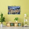 1pc Nordic Snowy Christmas Town Tapestry - Cozy Winter Scene with Snow-Covered Houses, Warm Lights & Starry Night Sky, Bohemian Home Decor for Living