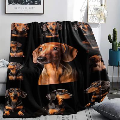 1Pc Foxhound Bulldog Print Flannel Blanket, High Quality Comfortable for All Seasons, Home Decor, Warmth and Comfort, Perfect for Christmas Gifts