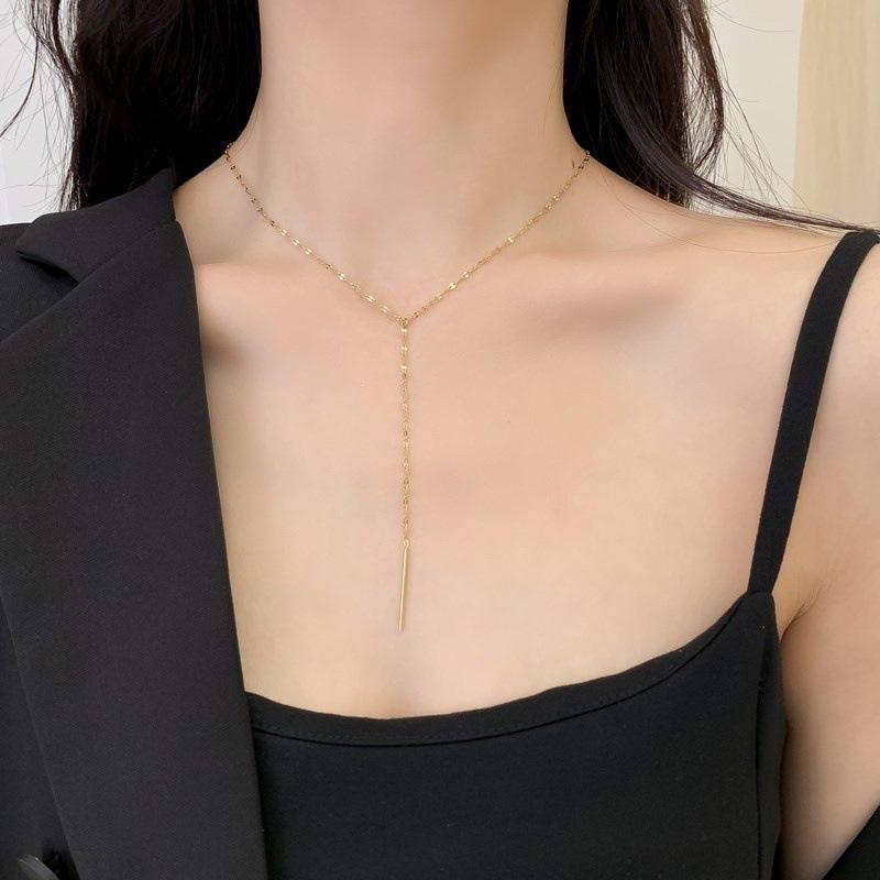 South Korea Dongdaemun Necklace Y-Shaped Neck Chain Women'S Temperament Clavicle Chain According To Simple Cold Wind Neck Jewelry