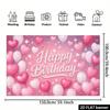 2D Pink Heart & Star Happy Birthday Backdrop Banner Party Photography Background