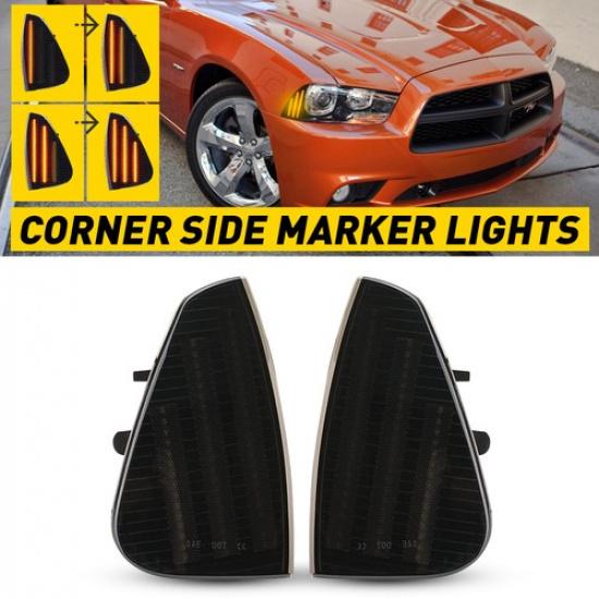 For 06-10 Dodge Charger Smoked Lens Front Turn Lamps Signal Corner Lights Pair