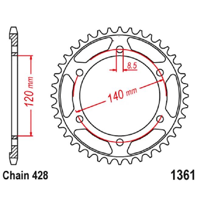 428 49T Motorcycle Rear Sprocket Gear For Honda XLR250R XLR 250R XLR250 R Baja MD20 MD22