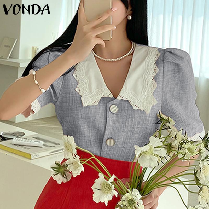 

VONDA Летние женские цветные рубашки с пышными рукавами, топы