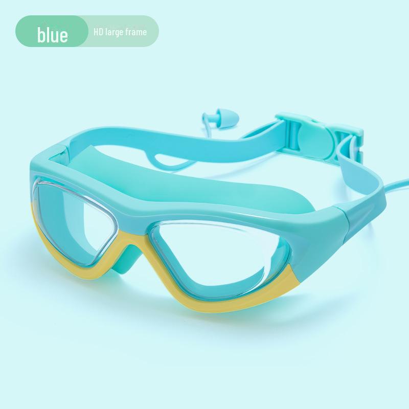 Children's Wide-Angle, Anti-Fog Swimming Goggles with Silicone Seal and Earplugs - High-Definition Waterproof Design for Boys and Girls
