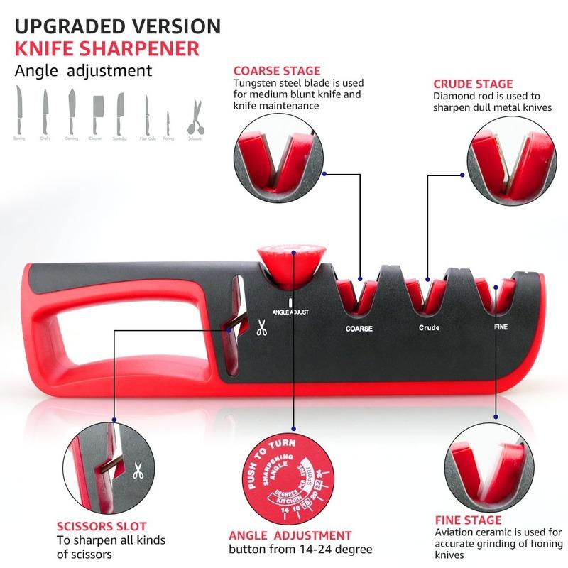 Sharpener Angle Adjustable 4-level Scissors Sharpener Professional Kitchen Knife Sharpener Tool