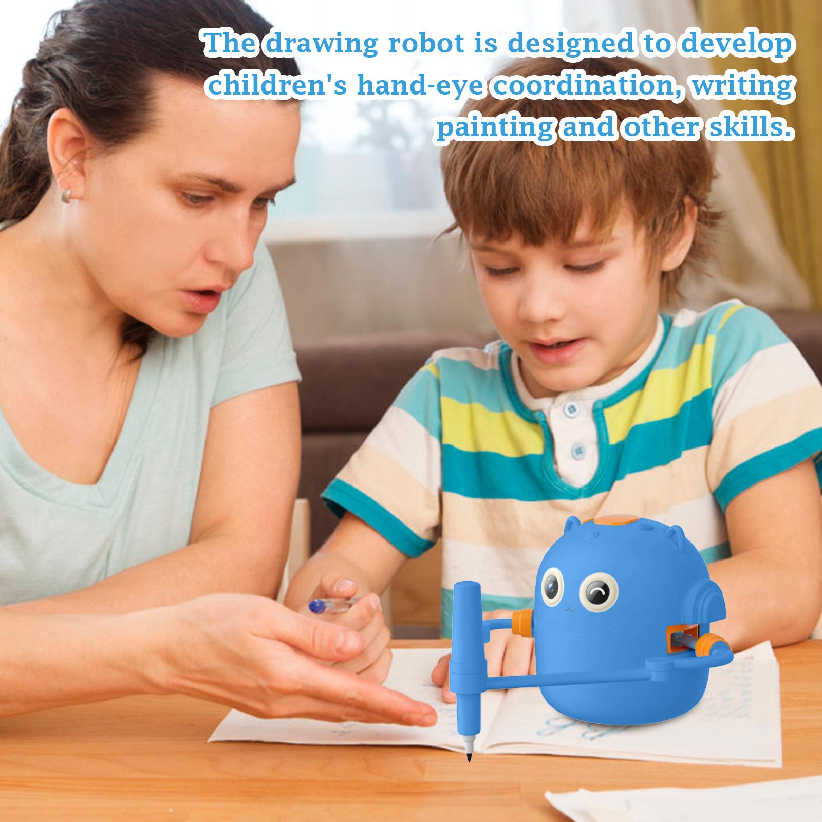 

100 мл Детский робот для рисования-100 карточек для рисования Робот для рисования, интерактивная игрушка для рисования с голосом, интерактивный обучающий робот для рисования One Size небесно-голубой