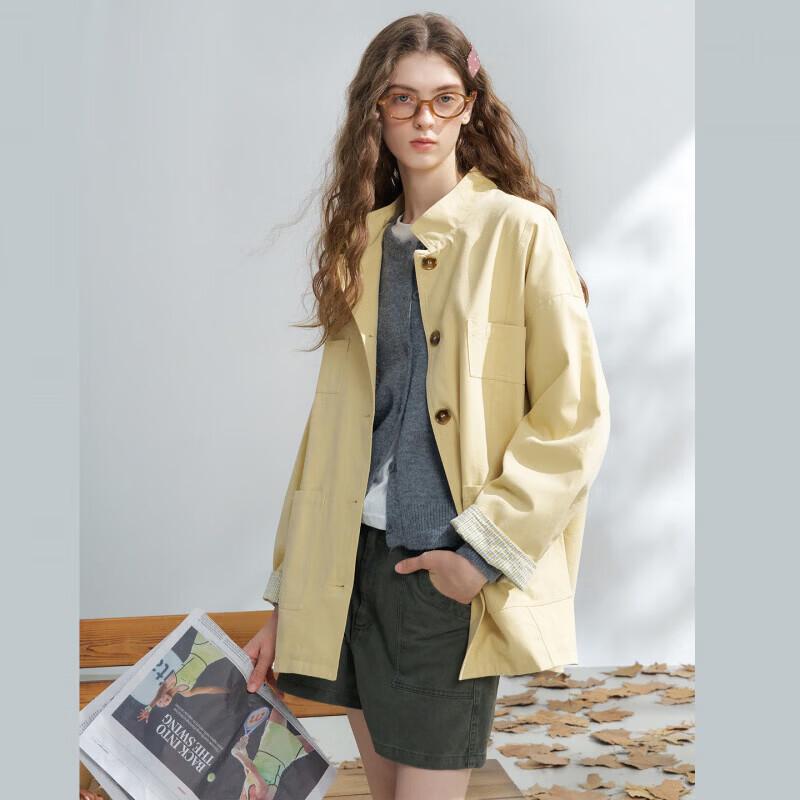 Women's Loose Fit Casual Long-Sleeve Trench Coat
