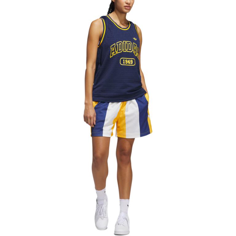 adidas Originals SS25 BASKETBALL Casual Shorts Unisex Dark Blue/White/Yellow JD5187