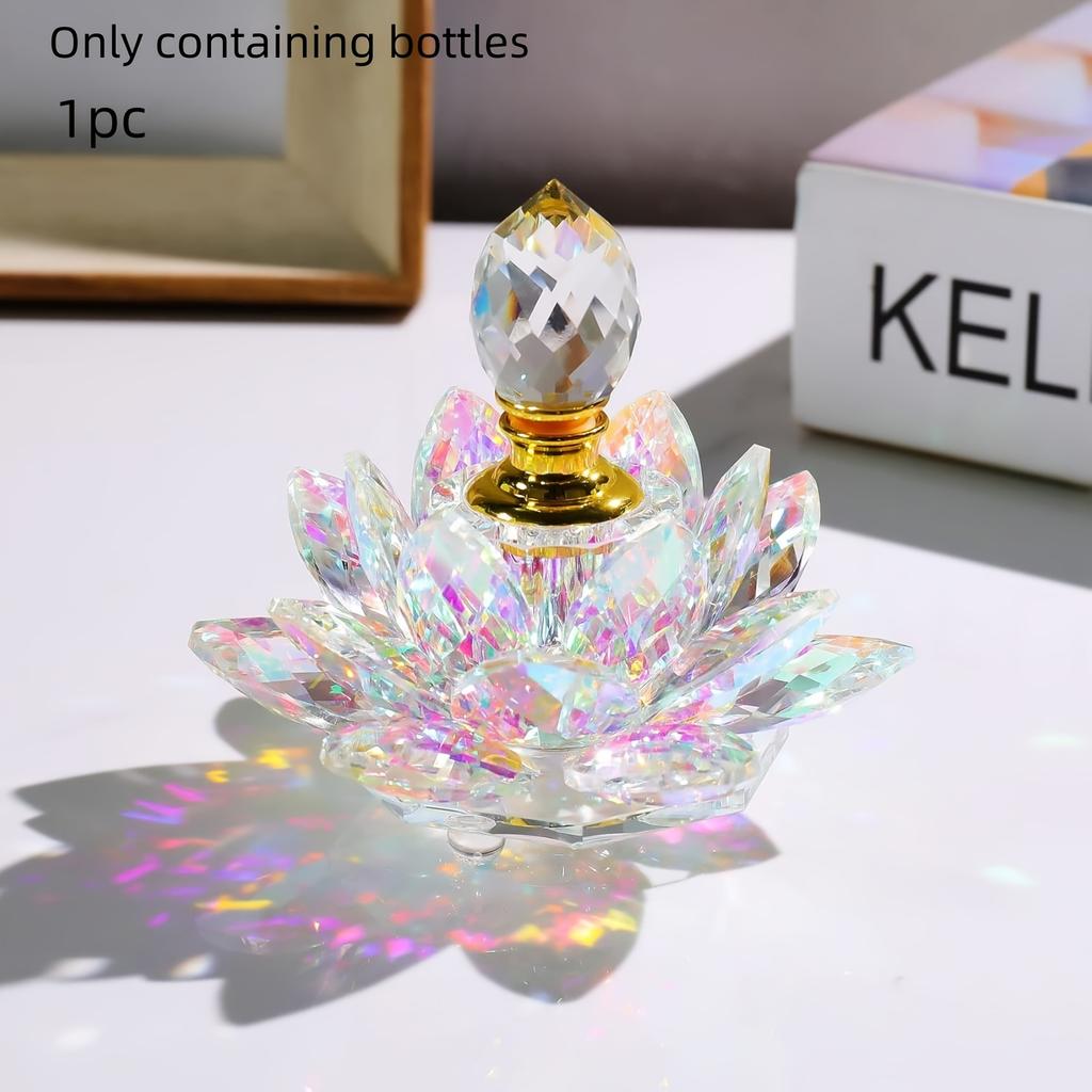 Creative Lotus Glass Perfume Bottle Crystal Decorative Desktop Decorations Home Desktop Decoration Bathroom Perfume Bottle