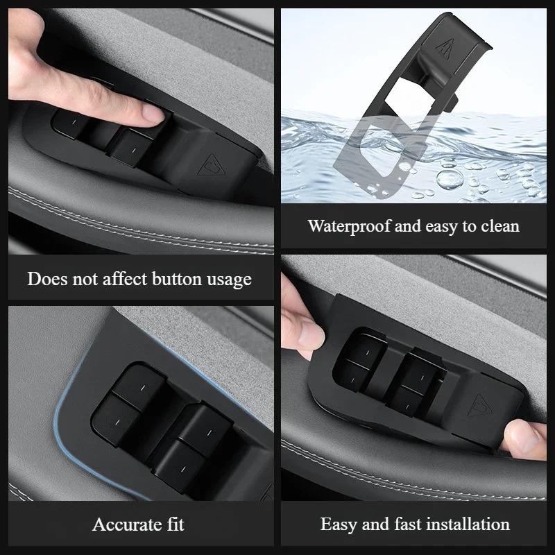 For Tesla Model Y Juniper 2025 Window Lifter Switch Buttons Silicone Door Open Handle Panel Protector Cover Stick Accessories