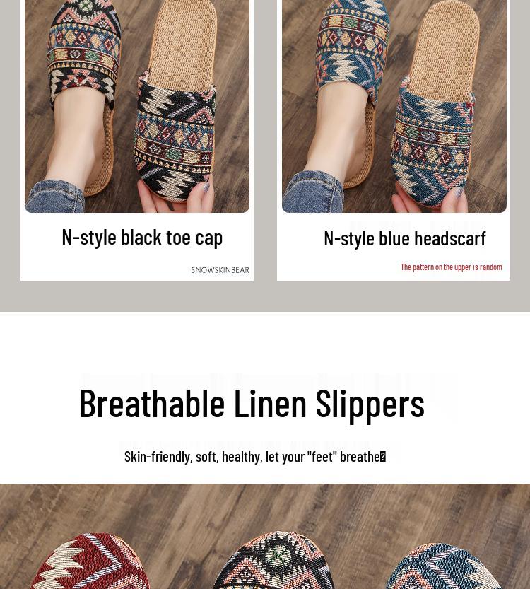 Women's Ethnic Diamond Pattern Cotton-Linen Headscarf Slippers - Large Size, Comfortable Home Footwear