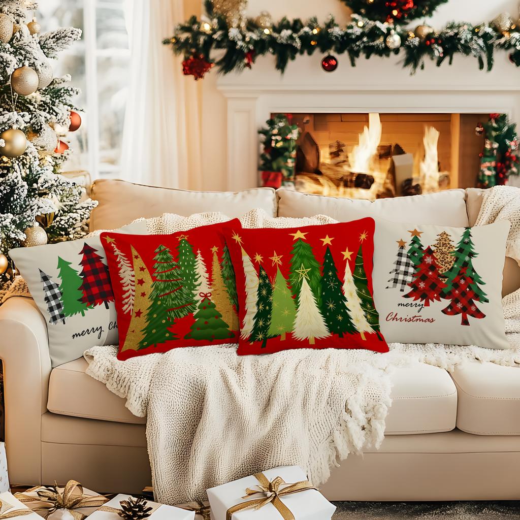 Christmas Tree Pillowcase Bedroom Sofa Cushion Cover 100% Polyester Living Room Soft Cushion Pillowcase Home Decor