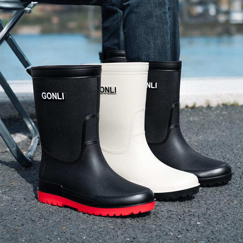 Rain shoes men's warm rain boots non-slip high tube bundle waterproof shoes kitchen rubber shoes car wash fishing men's water shoes